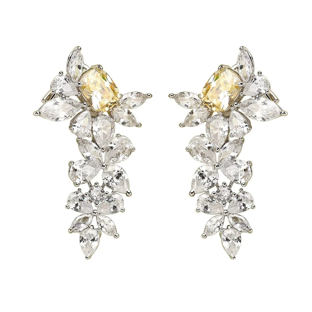 Platinum Senior jewelry manufacturers sell detachable dual-purpose yellow zircon women's earrings