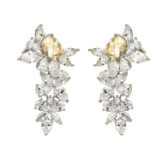 Platinum Senior jewelry manufacturers sell detachable dual-purpose yellow zircon women's earrings