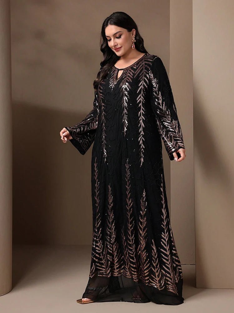 Plus Size Abaya Dress Sparkly Sequins Detailing Luxurious Elegant Formal Evening Wear - SN Wigs & More