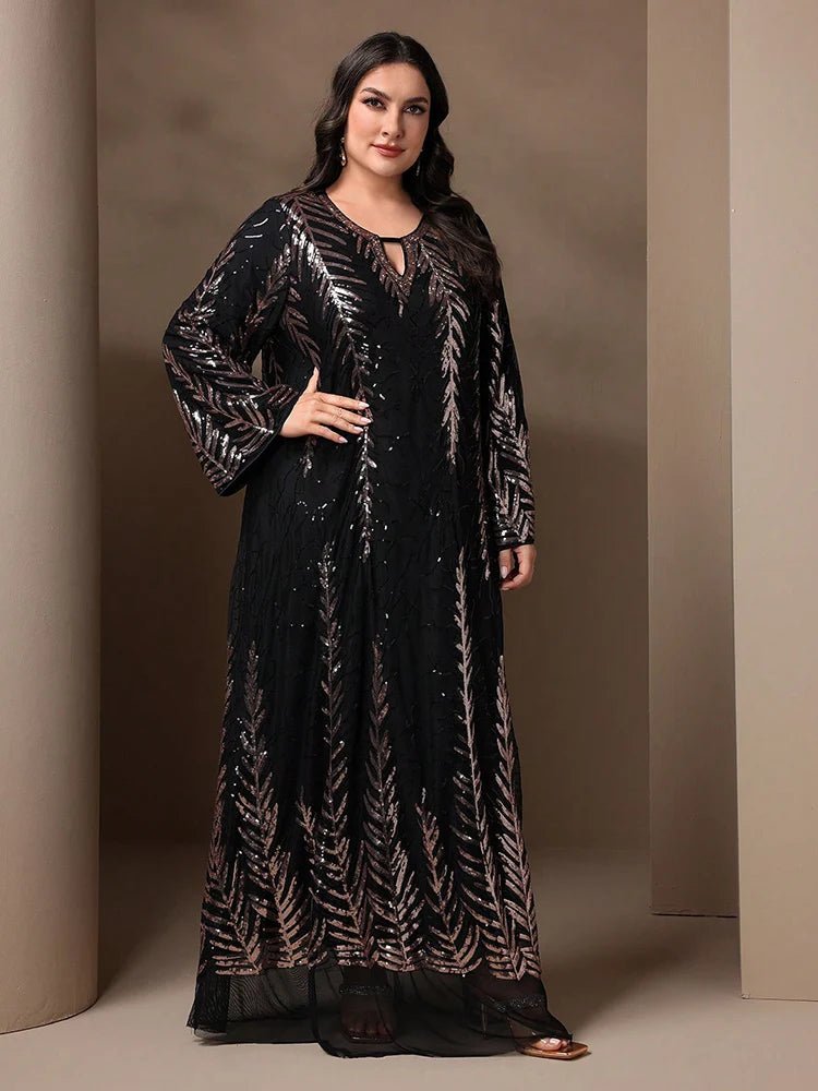 Plus Size Abaya Dress Sparkly Sequins Detailing Luxurious Elegant Formal Evening Wear - SN Wigs & More