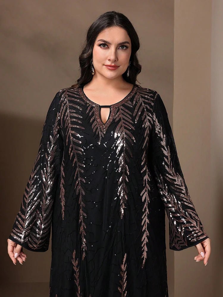 Plus Size Abaya Dress Sparkly Sequins Detailing Luxurious Elegant Formal Evening Wear - SN Wigs & More