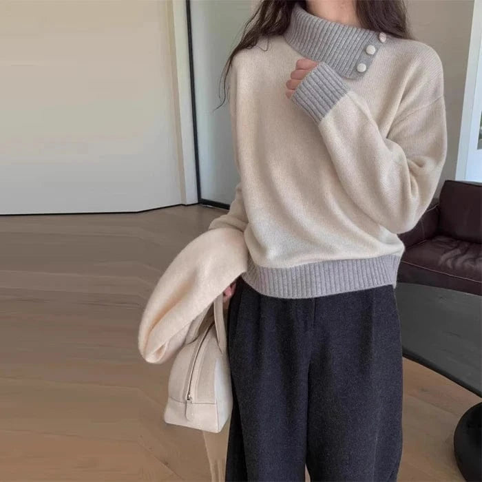 Plus size / APRICOT 2024 autumn new arrival boat collar long sleeve free style ladies knit jumper