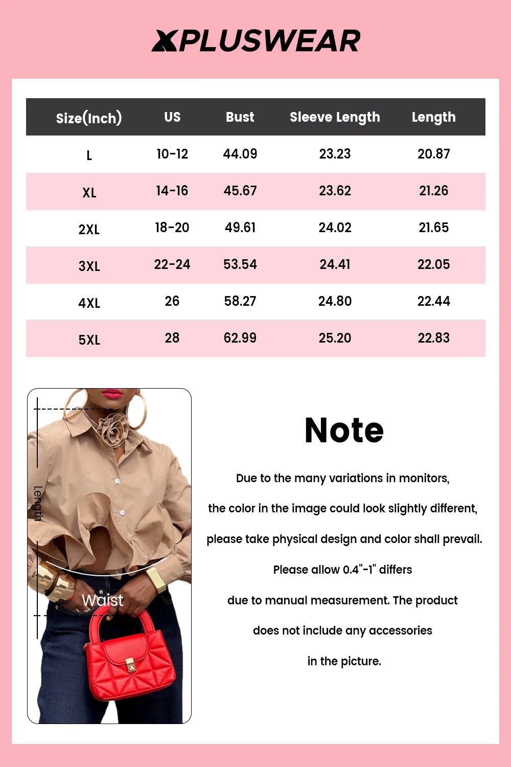 Plus Size Business Casual Khaki Elegant Shirt Collar Long Sleeve Ruffle Shirt - SN Wigs & More