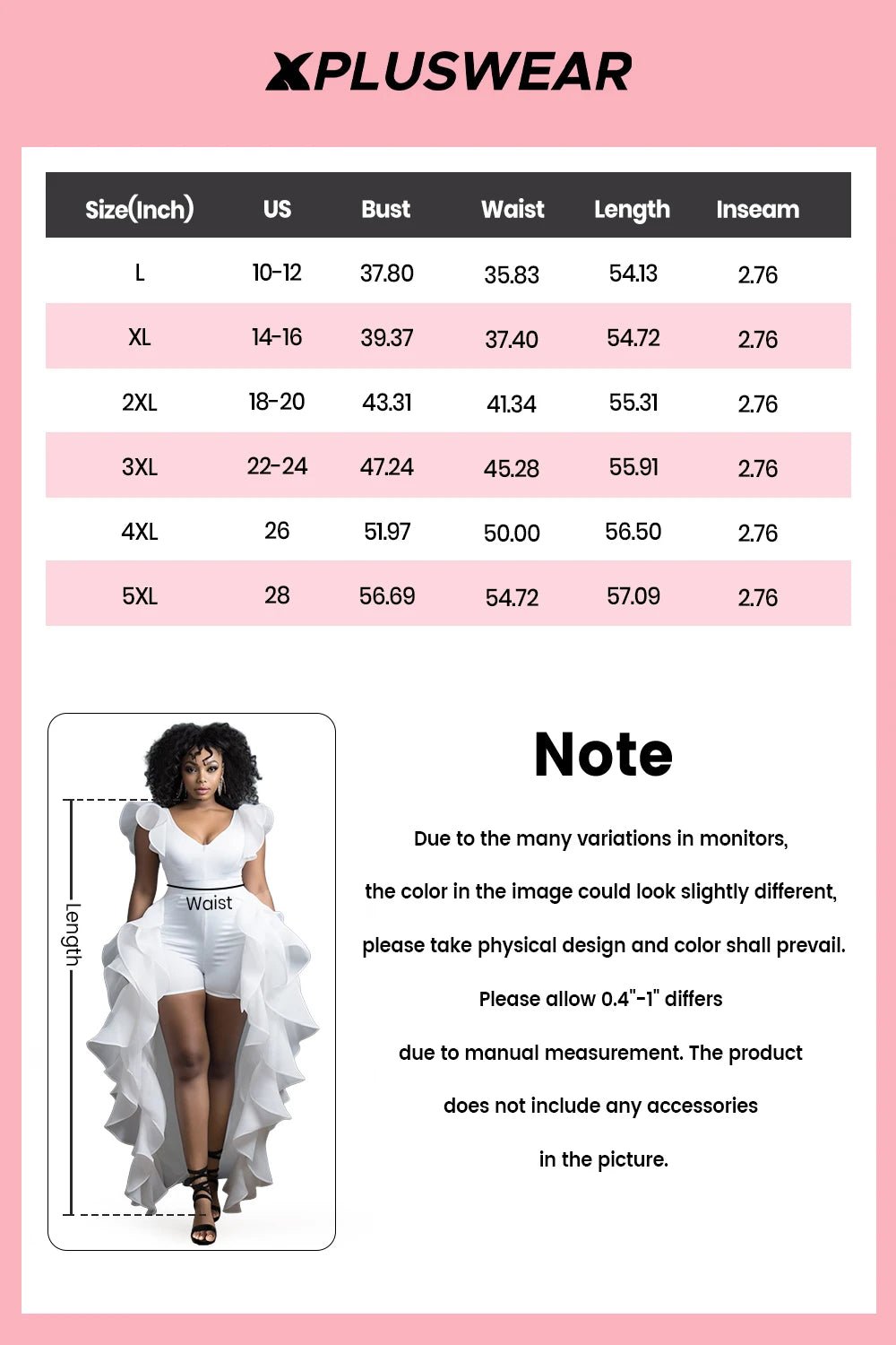 Plus Size Daily White Elegant V Neck Short Sleeve With Skirt Overlay Contrast Rompers - SN Wigs & More