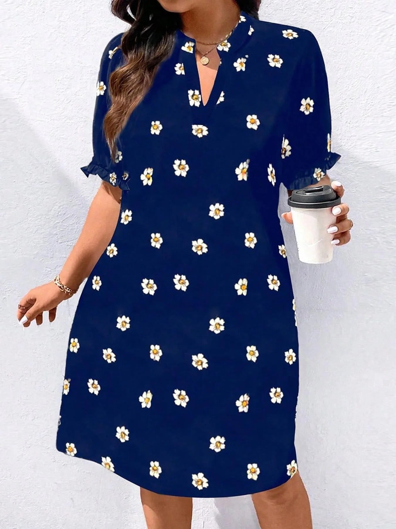 Plus Size Dress With Fitted Woven Fabric - Elegant Style - SN Wigs & More
