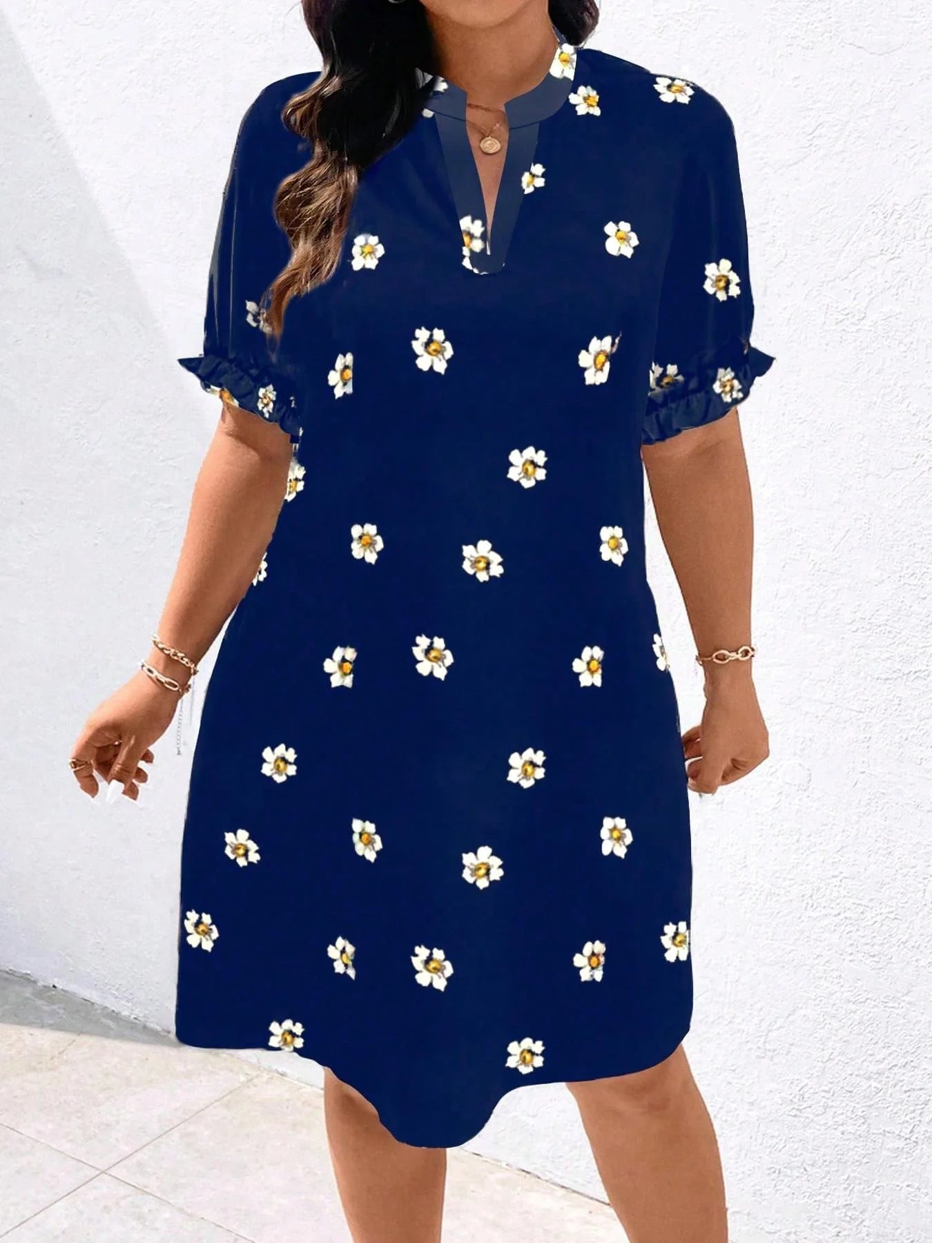 Plus Size Dress With Fitted Woven Fabric - Elegant Style - SN Wigs & More