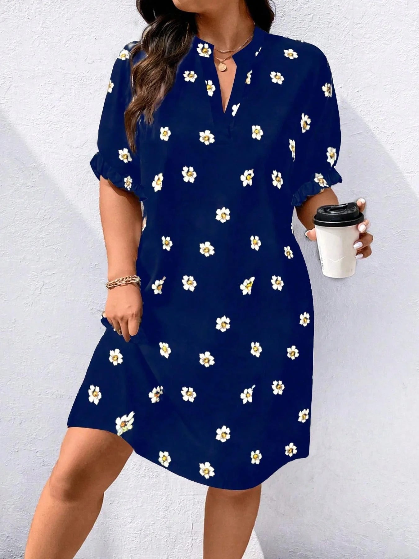 Plus Size Dress With Fitted Woven Fabric - Elegant Style - SN Wigs & More