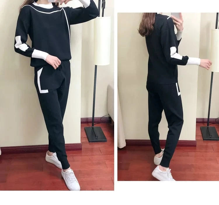 Plus Size Fashion Suit Women Spring And Fall 2024 New Casual Knitting Two-Piece Set