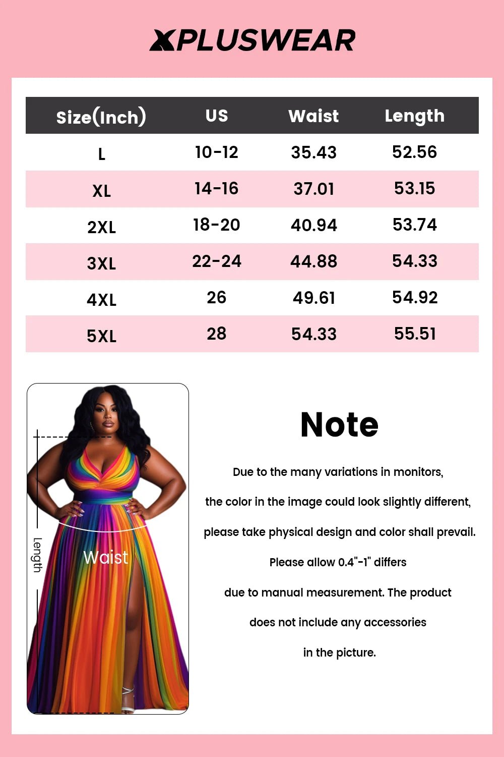 Plus Size Formal Rainbow Sundress Gradient V Neck Split Maxi Dresses - SN Wigs & More