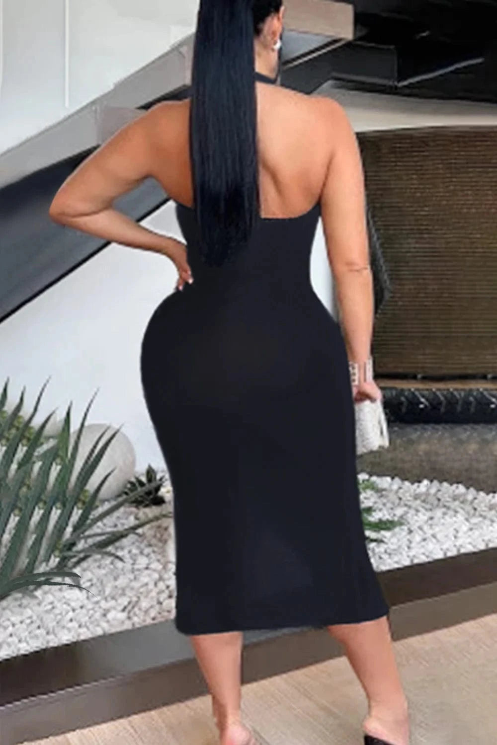 Plus Size Party Black V Neck Drilling Bodycon Tulle Sexy Midi Dresses for Women 2025