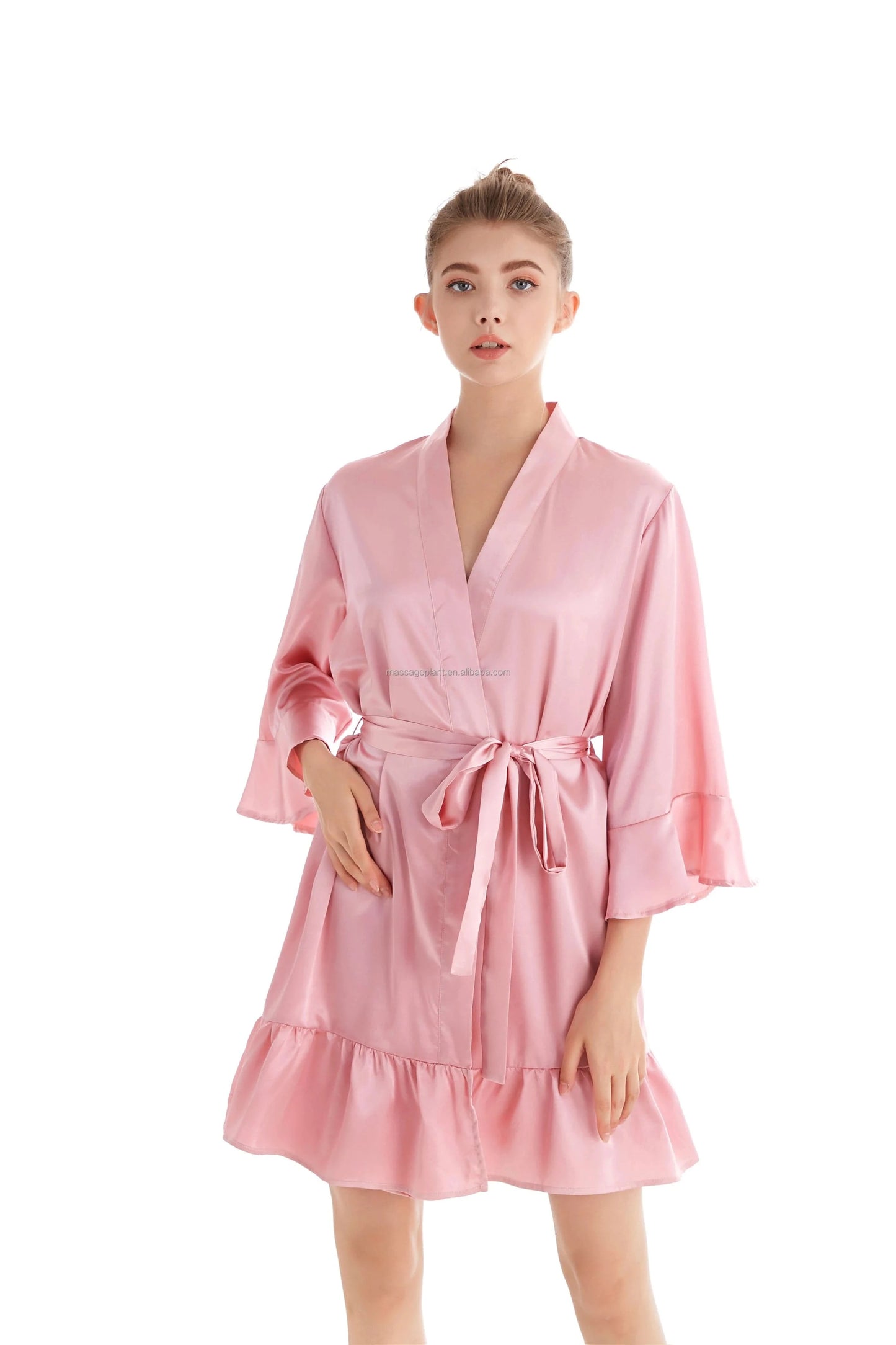 plus size / Pink 2024 New 8238 Ruffle Satin Wedding Robes for Bridal Robes for Bridesmaid and  Bride robes