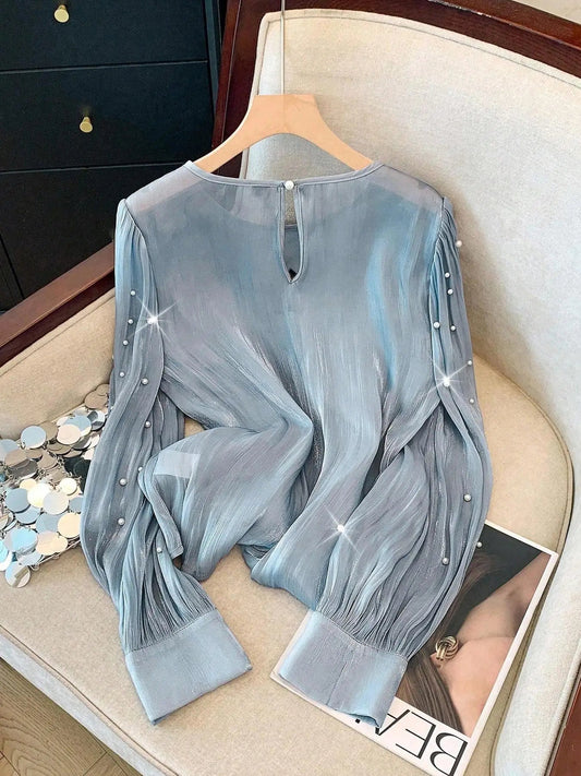Plus Size Round Neck Top + Long Sleeve + Casual Elegant All Season Everyday Style - SN Wigs & More