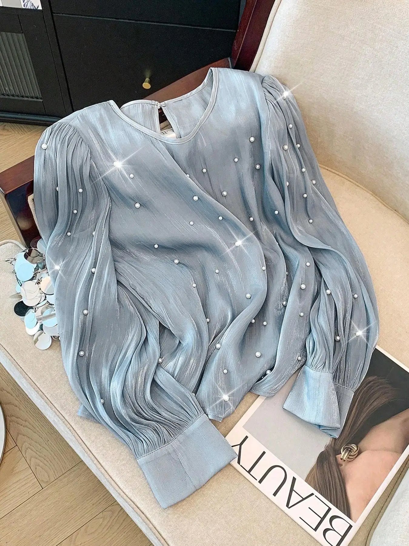 Plus Size Round Neck Top + Long Sleeve + Casual Elegant All Season Everyday Style - SN Wigs & More