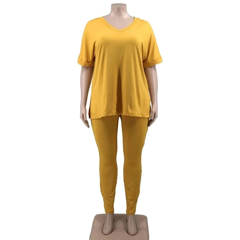 Plus Size Two Piece Set Outfits Loungewear Sets Fall Oversized Loose Tshirts Legging Sweatpants Sweatsuits Tracksuit Women