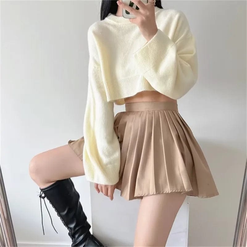 Plus Size / White 2024 spring new high-quality fashion women's round neck solid color loose short sexy knitwear
