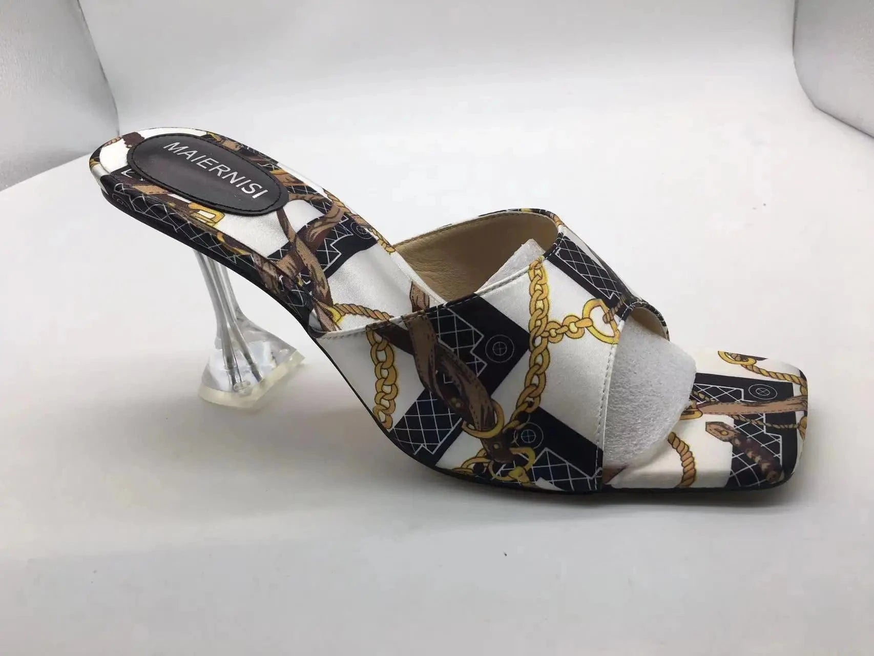 Plus sizes new female crystal high heel sandals ladies pumps women's printing cloth fashion sandals slippers