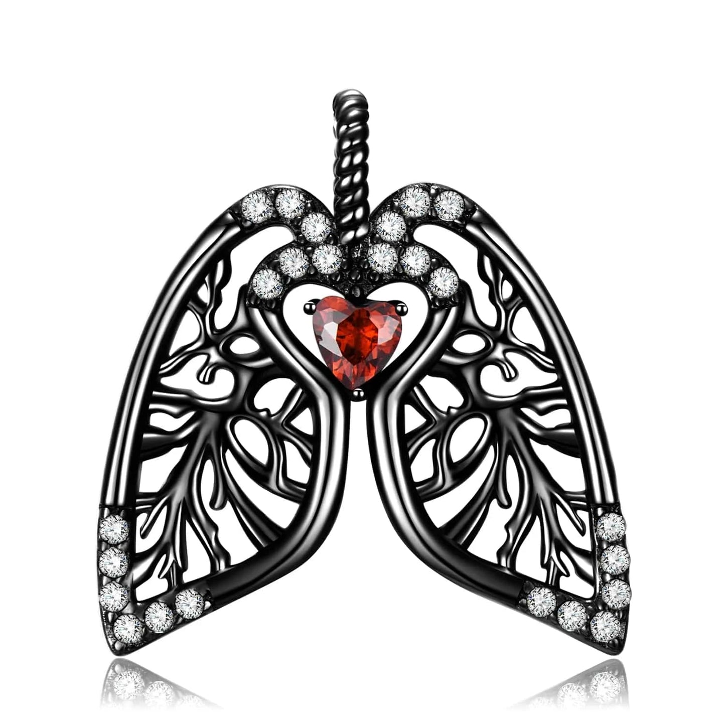 PNC0046 Moon Cat Skull and Lung Heart shape Pendants for Necklace Authentic 925 Sterling Silver Pendant for Women Fine Necklaces jewelry