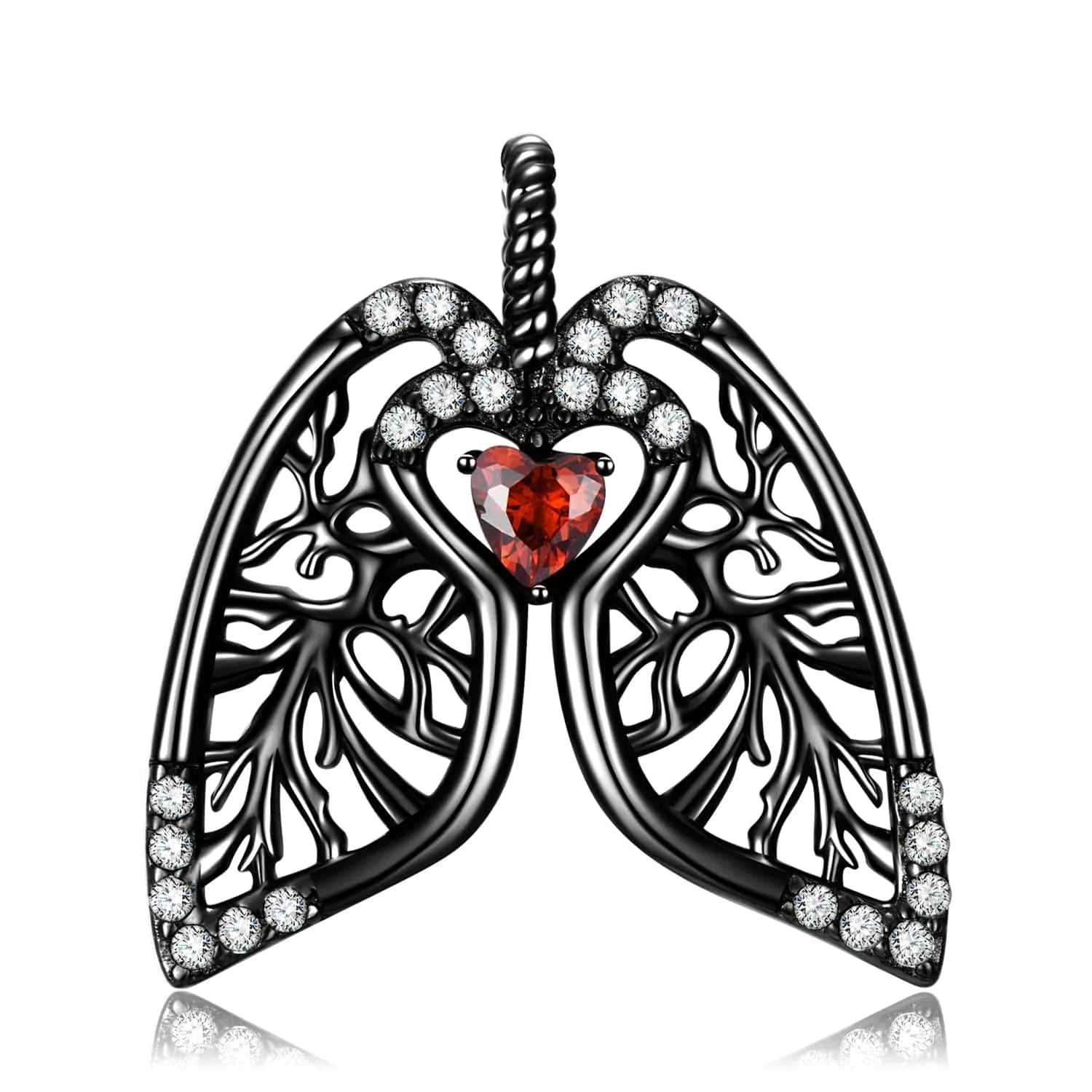 PNC0046 Moon Cat Skull and Lung Heart shape Pendants for Necklace Authentic 925 Sterling Silver Pendant for Women Fine Necklaces jewelry