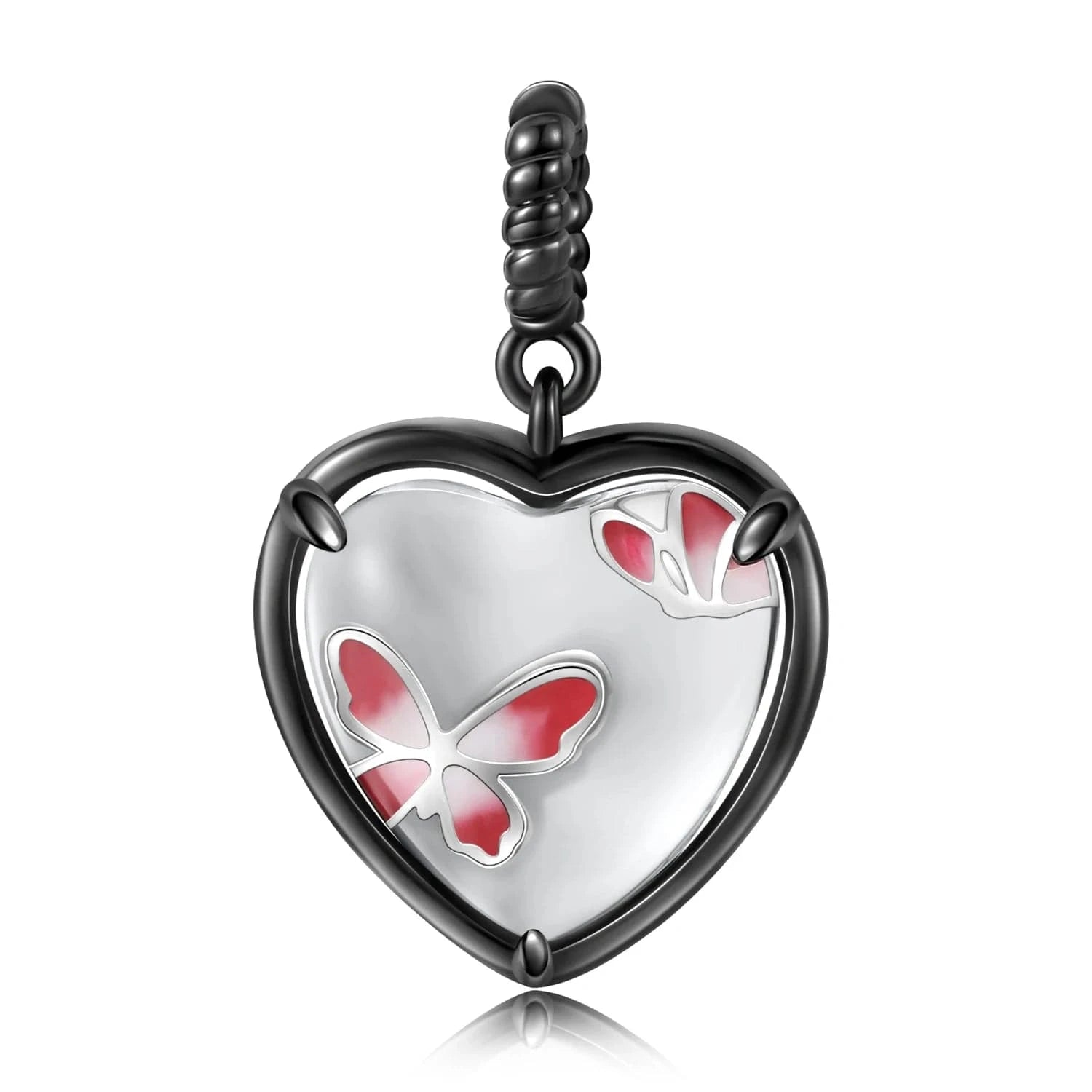 PNC0176 Butterfly Pendant Necklace Authentic 925 Sterling Silver Heart-shaped Pendant for Amazon Fine Necklaces Jewelry Women Accessory
