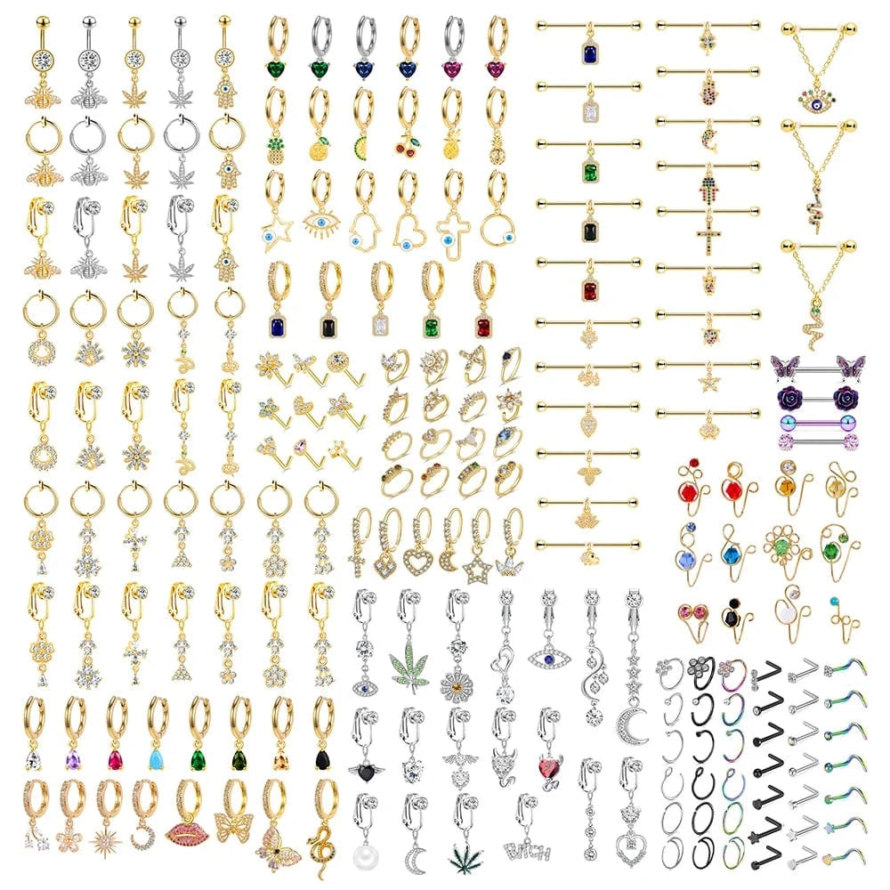 POENNIS Stainless Steel Ladies Fashion Zircon Stone CZ Cartilage Earring Helix Conch Lobe Tragus Stud Ear Piercing Jewelry