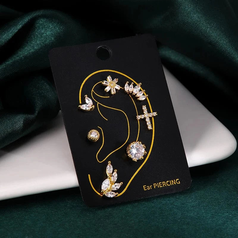 POENNIS Stainless Steel Ladies Fashion Zircon Stone CZ Cartilage Earring Helix Conch Lobe Tragus Stud Ear Piercing Jewelry