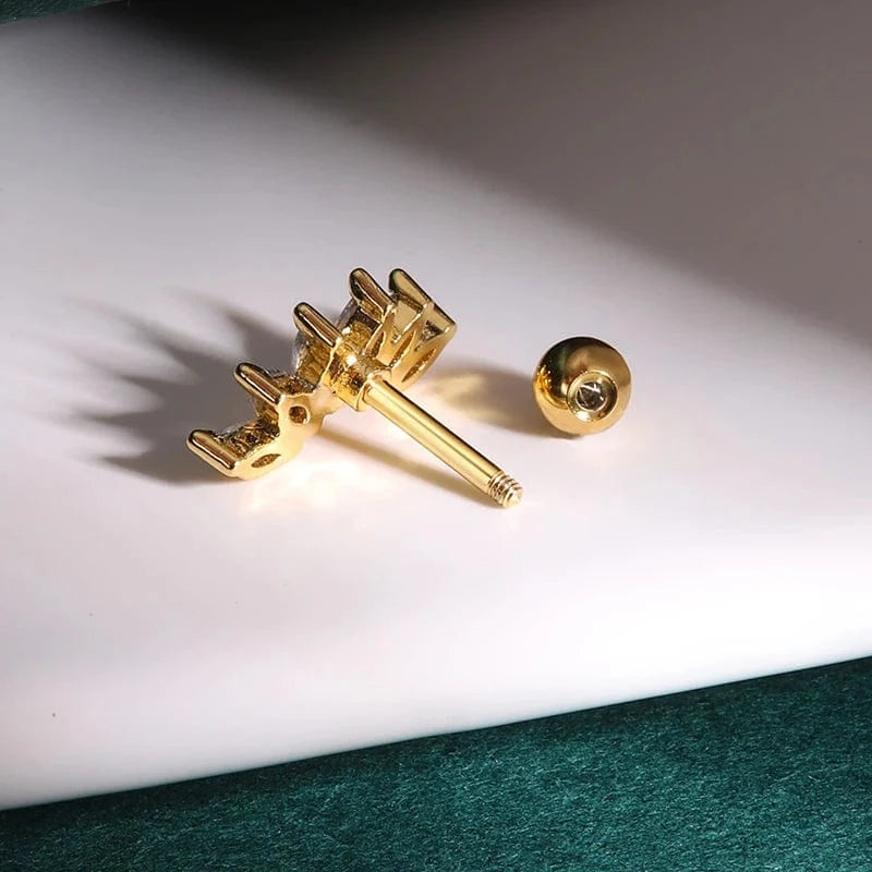 POENNIS Stainless Steel Ladies Fashion Zircon Stone CZ Cartilage Earring Helix Conch Lobe Tragus Stud Ear Piercing Jewelry