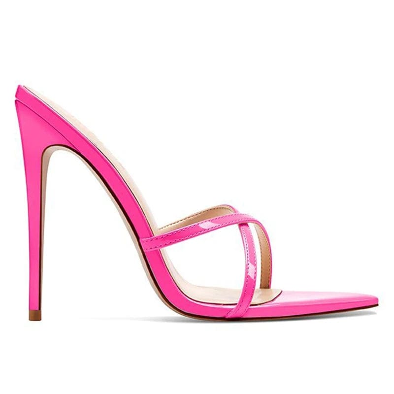Pointed toe Stiletto High Heels Strappy Mules Large Size Heeled Sandals for Women