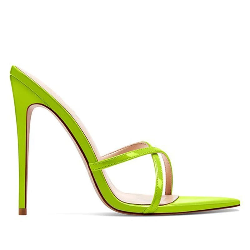 Pointed toe Stiletto High Heels Strappy Mules Large Size Heeled Sandals for Women