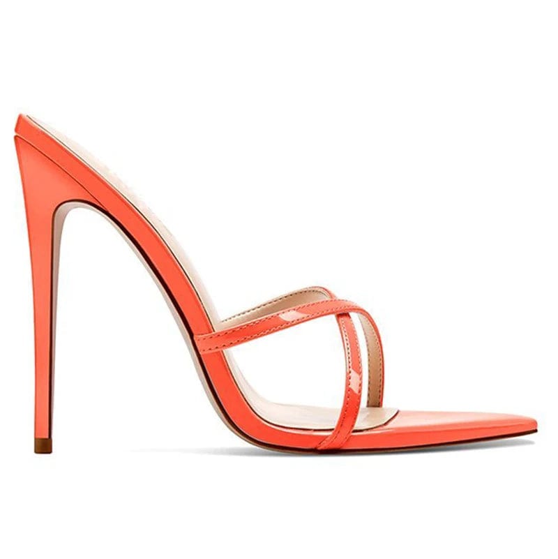 Pointed toe Stiletto High Heels Strappy Mules Large Size Heeled Sandals for Women
