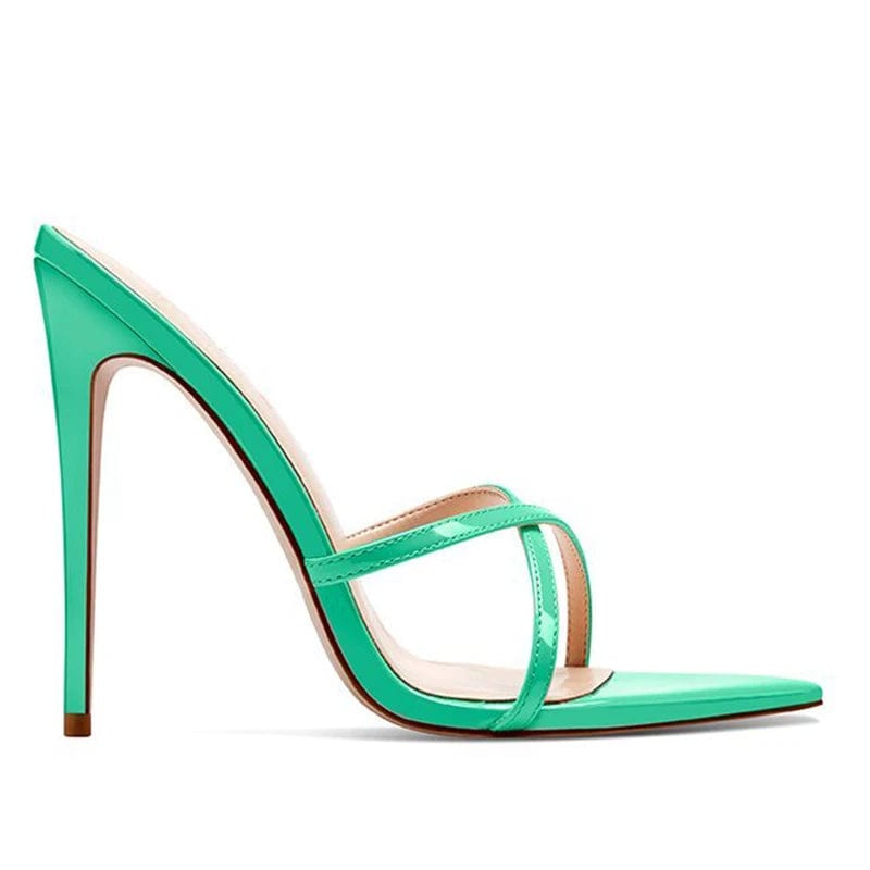 Pointed toe Stiletto High Heels Strappy Mules Large Size Heeled Sandals for Women