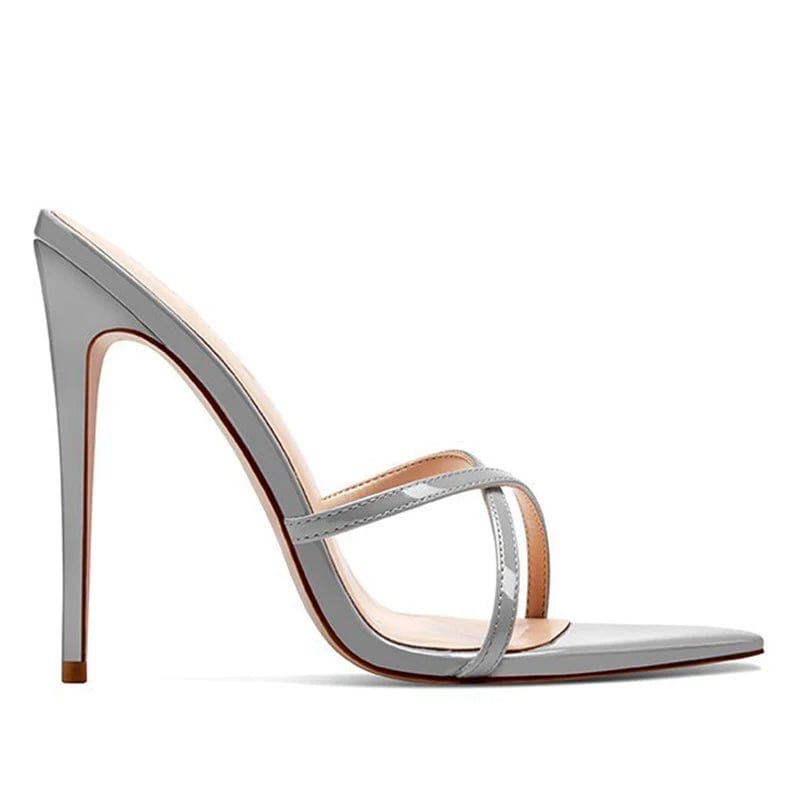 Pointed toe Stiletto High Heels Strappy Mules Large Size Heeled Sandals for Women