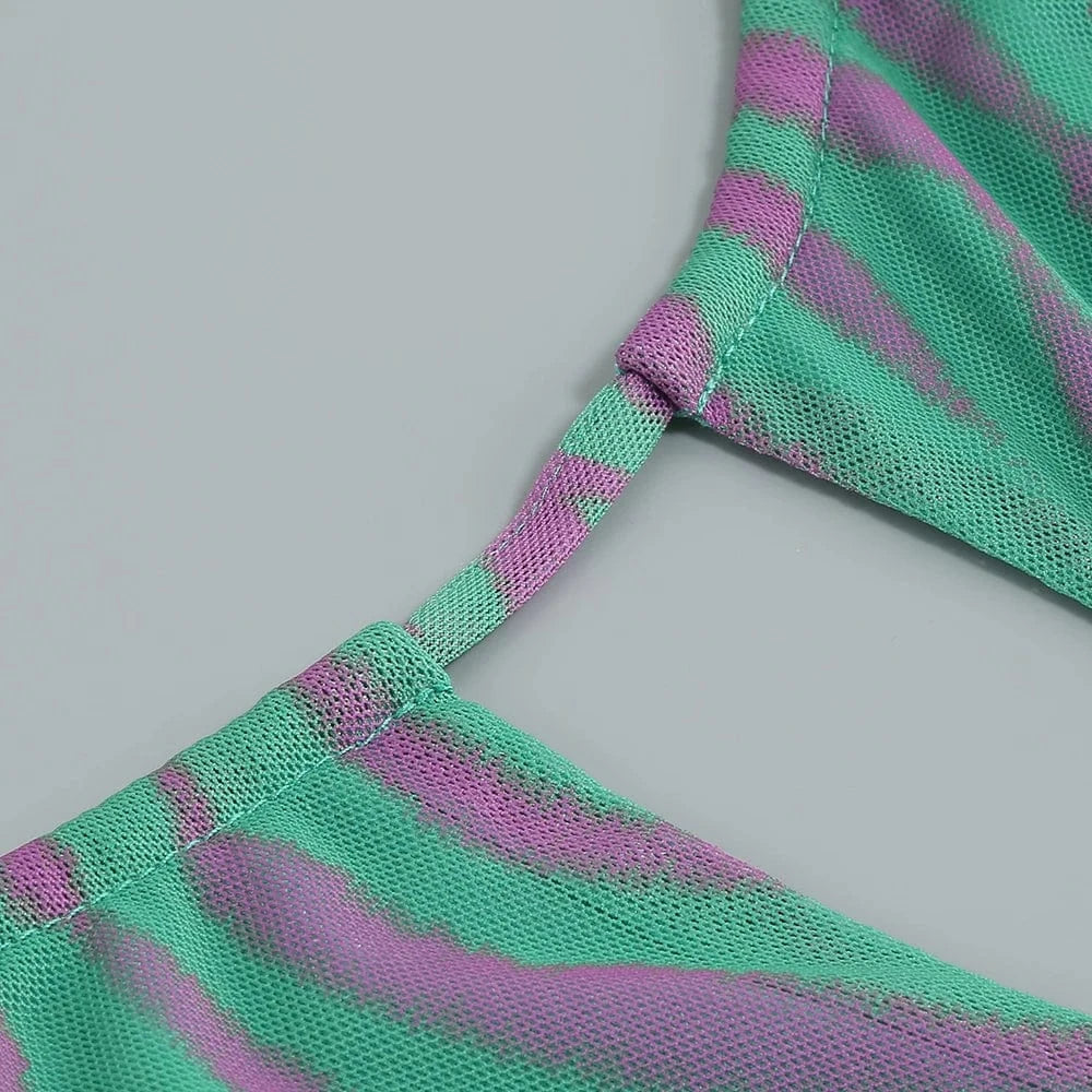 Polynesian Summer Fashion Style Women's Slip Chest Wrap Vintage Print Design Backless Hollow Out Elegant Sleeveless Dress