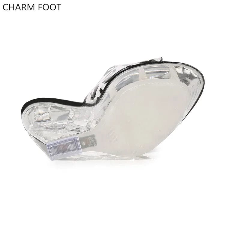 popular summer Leopard Print sexy crystal pvc women platform high heel sandals