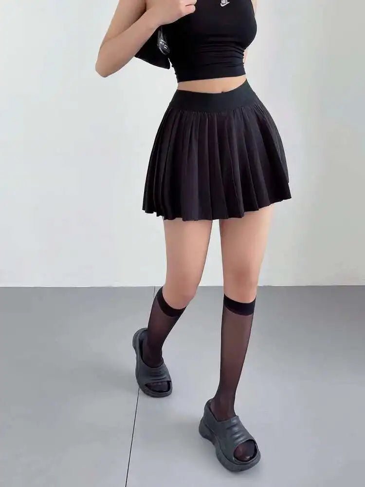 Preppy WOMENGAGA American Style Style High Waisted Slim Pleated Skirt For Women's Summer Ballet Skirt Fashion Women QI9Y - SN Wigs & More