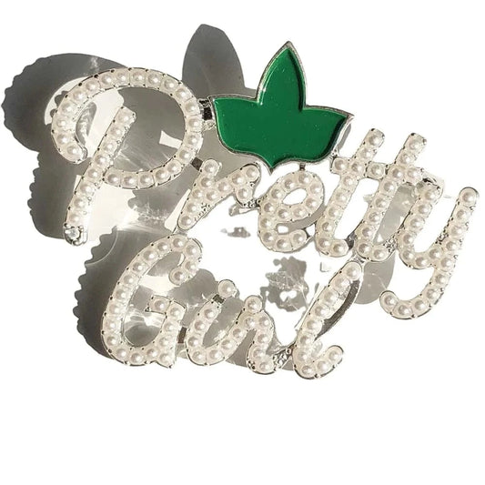 Pretty Girl Greek sorority university society letter college society crystal brooches Personalized gift Brooch Lapel Pin