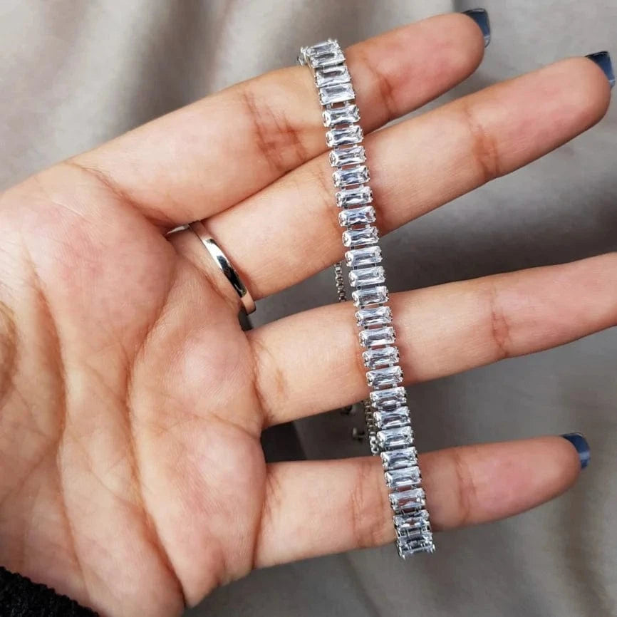 Princess cut Tennis Bracelet Wholesale Classical Trendy Women Jewelry 2.5x5mm Rectangle Zircon Chain multi-color Adjustable