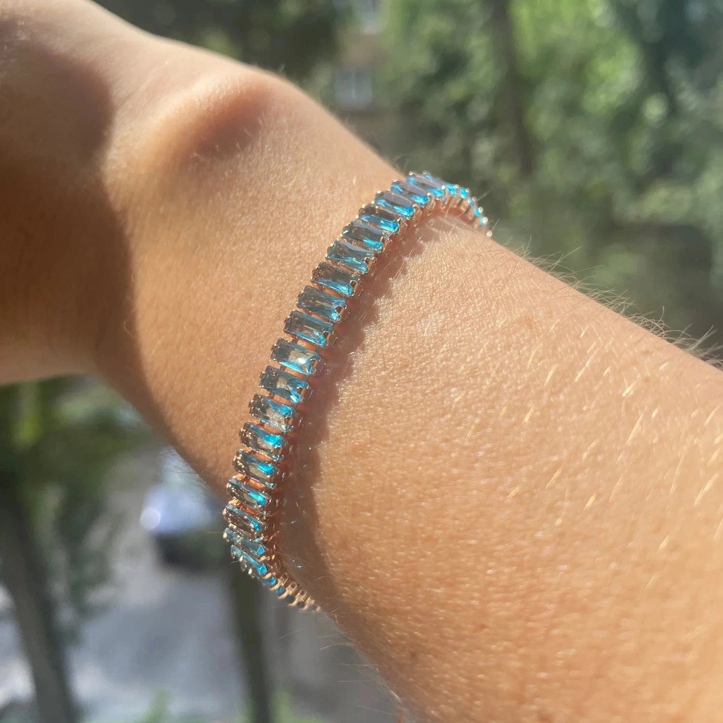 Princess cut Tennis Bracelet Wholesale Classical Trendy Women Jewelry 2.5x5mm Rectangle Zircon Chain multi-color Adjustable