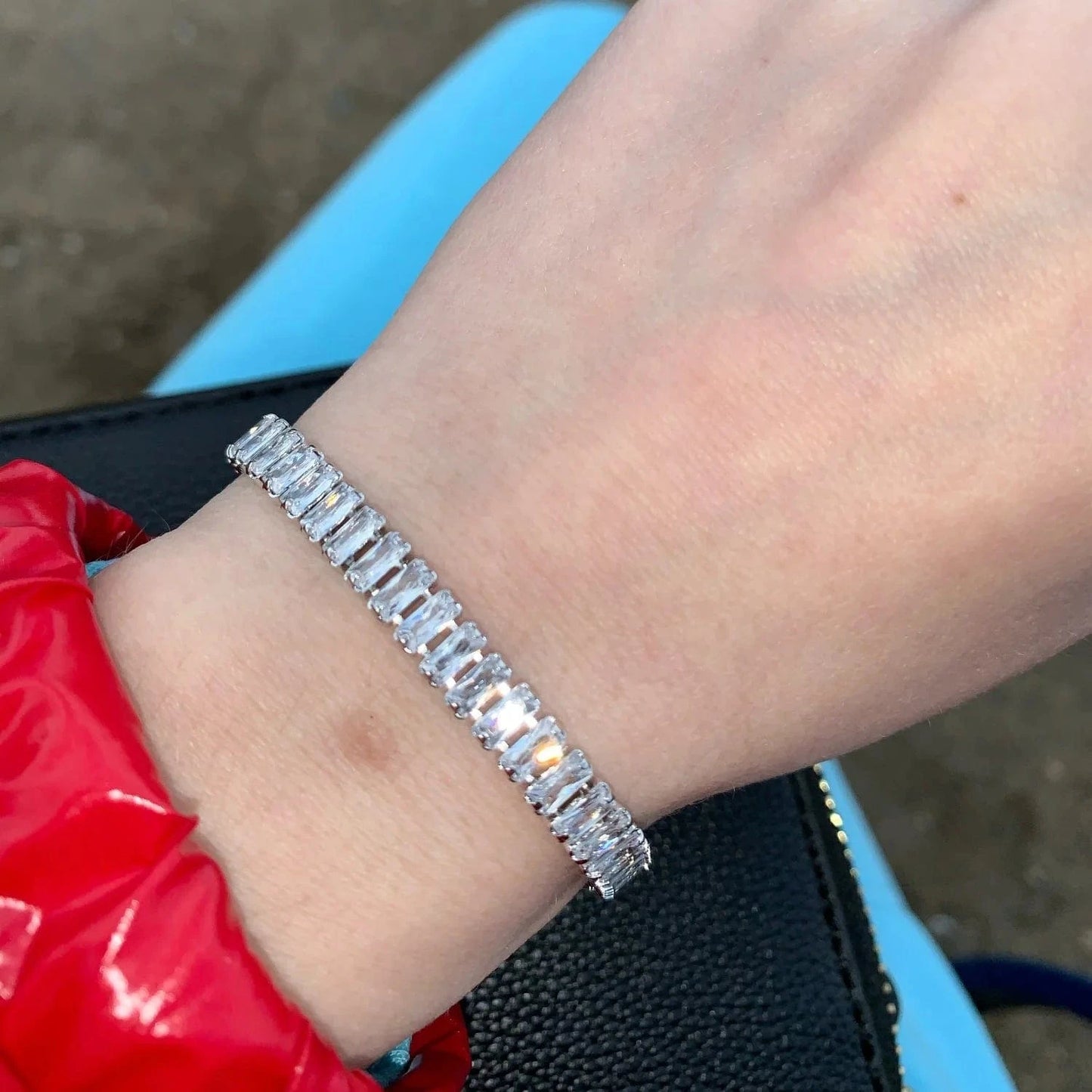 Princess cut Tennis Bracelet Wholesale Classical Trendy Women Jewelry 2.5x5mm Rectangle Zircon Chain multi-color Adjustable