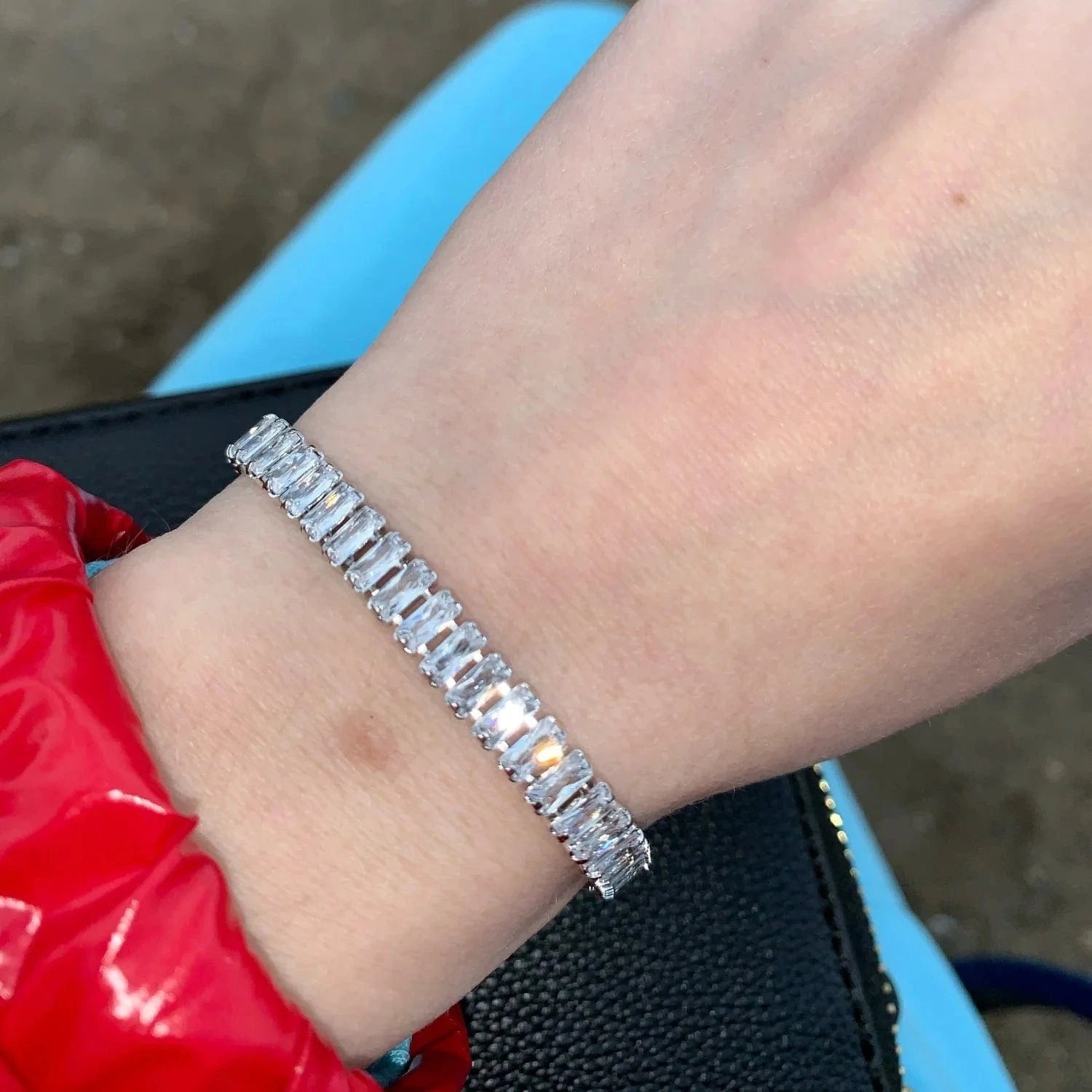 Princess cut Tennis Bracelet Wholesale Classical Trendy Women Jewelry 2.5x5mm Rectangle Zircon Chain multi-color Adjustable