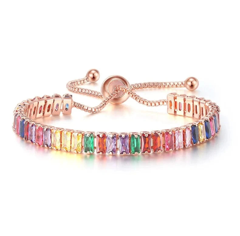 Princess cut Tennis Bracelet Wholesale Classical Trendy Women Jewelry 2.5x5mm Rectangle Zircon Chain multi-color Adjustable