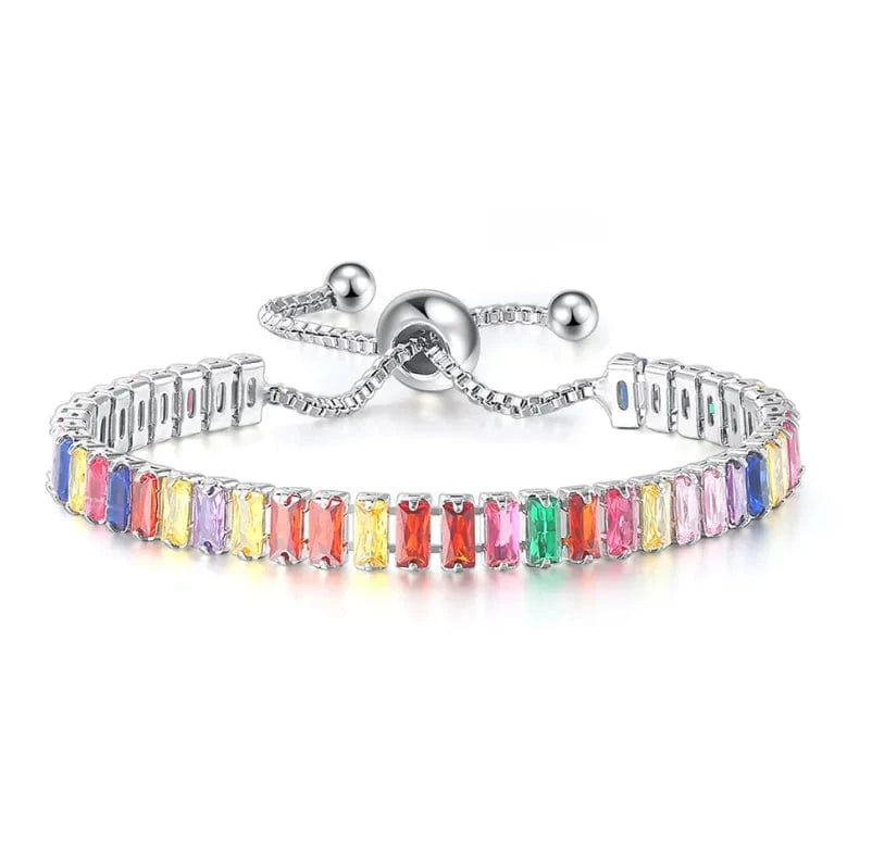 Princess cut Tennis Bracelet Wholesale Classical Trendy Women Jewelry 2.5x5mm Rectangle Zircon Chain multi-color Adjustable