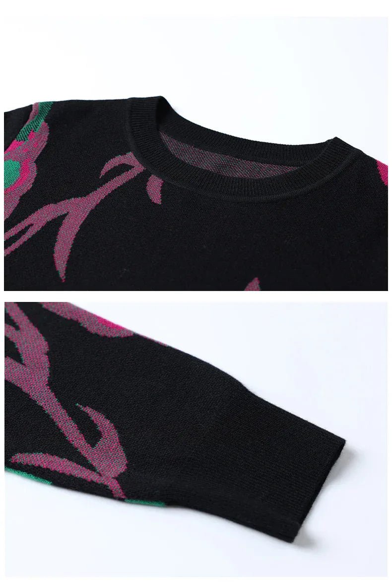 Print Sweater Dress Woman 2025 Autumn Winter Pullover Femme Women Clothing Long Sleeve Top Casual Long Knitwear Sweaters - SN Wigs & More