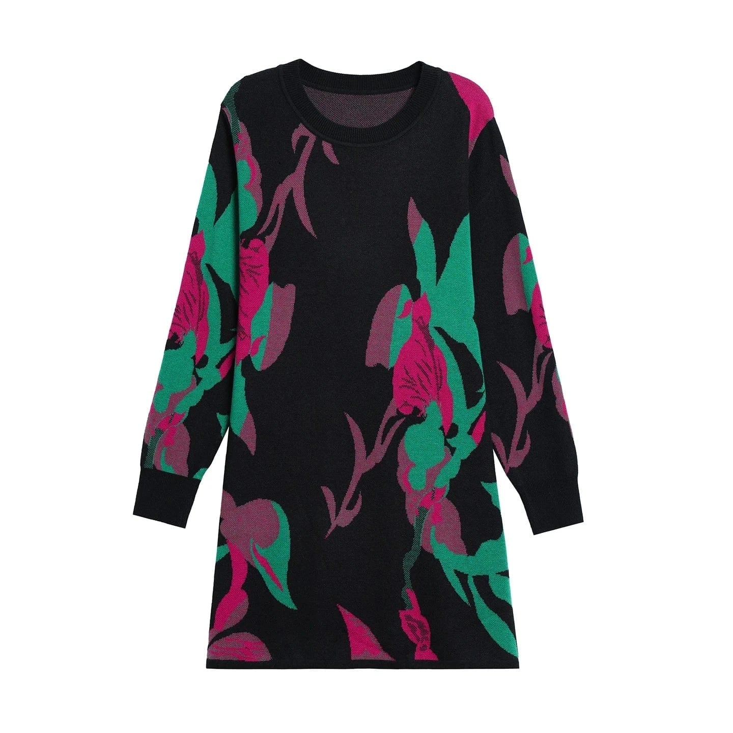 Print Sweater Dress Woman 2025 Autumn Winter Pullover Femme Women Clothing Long Sleeve Top Casual Long Knitwear Sweaters - SN Wigs & More