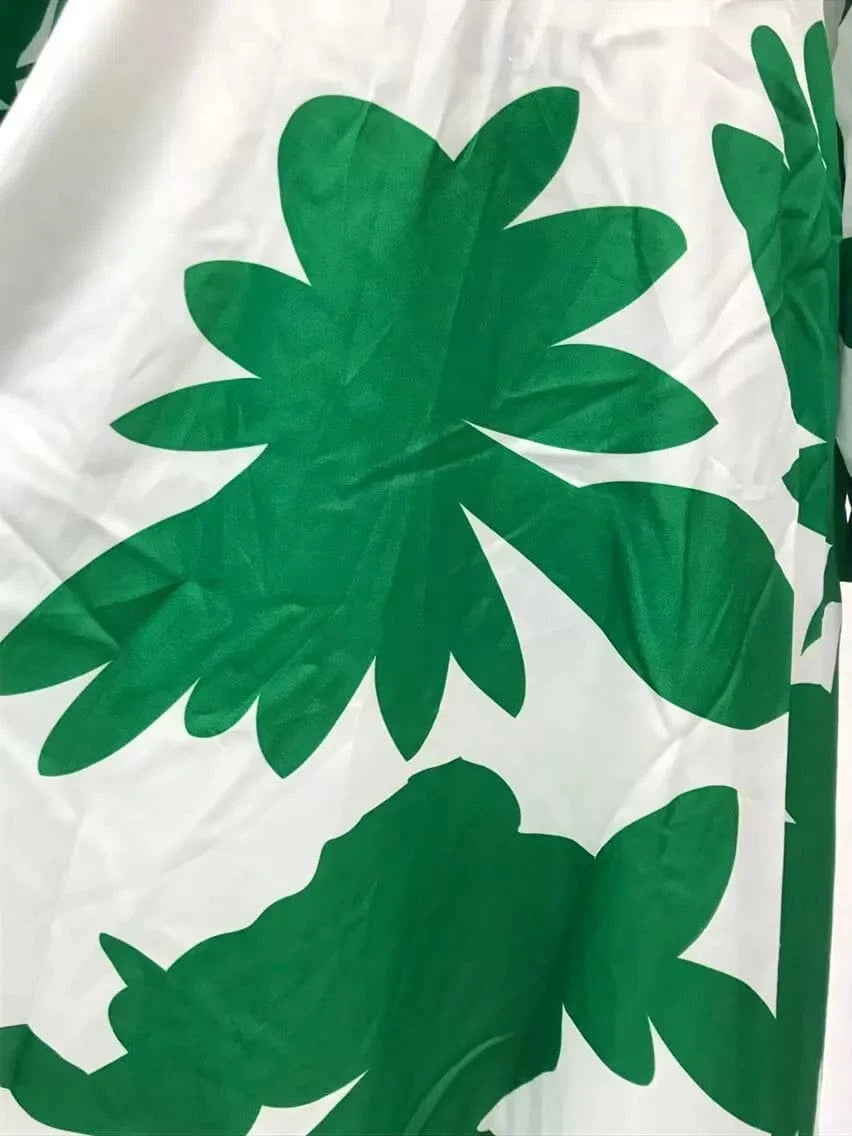 Printed Dress For Women V-neck Sexy High Waist Lantern Sleeve Ladies Fashionable Vestidos Autumn New Long Evening Dresses