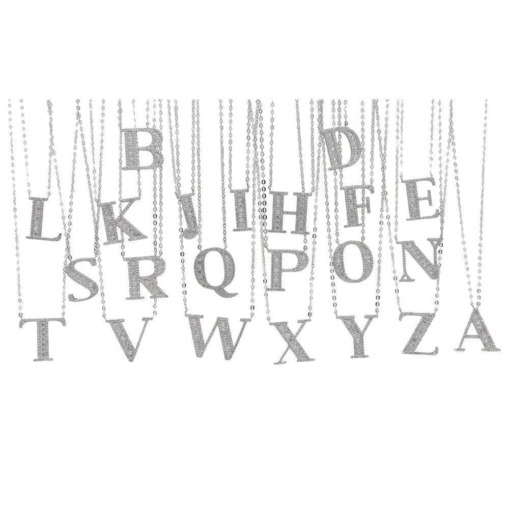 Promotion 2024 Factory Customize Personalized Name Jewelry Rainbow White CZ 26 Alphabet Letter Necklace