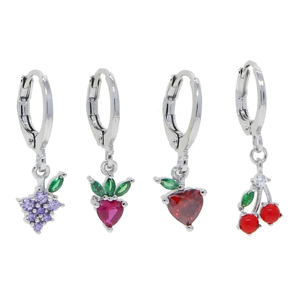 Promotion 2024 summer delicious fruit lovely cute pendant charm small hoop earring girls women
