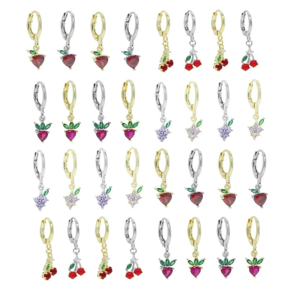 Promotion 2024 summer delicious fruit lovely cute pendant charm small hoop earring girls women