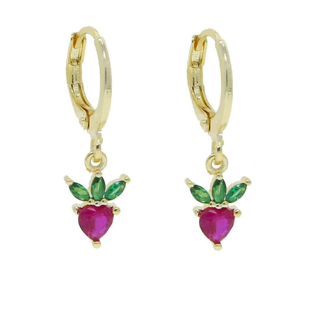 Promotion 2024 summer delicious fruit lovely cute pendant charm small hoop earring girls women