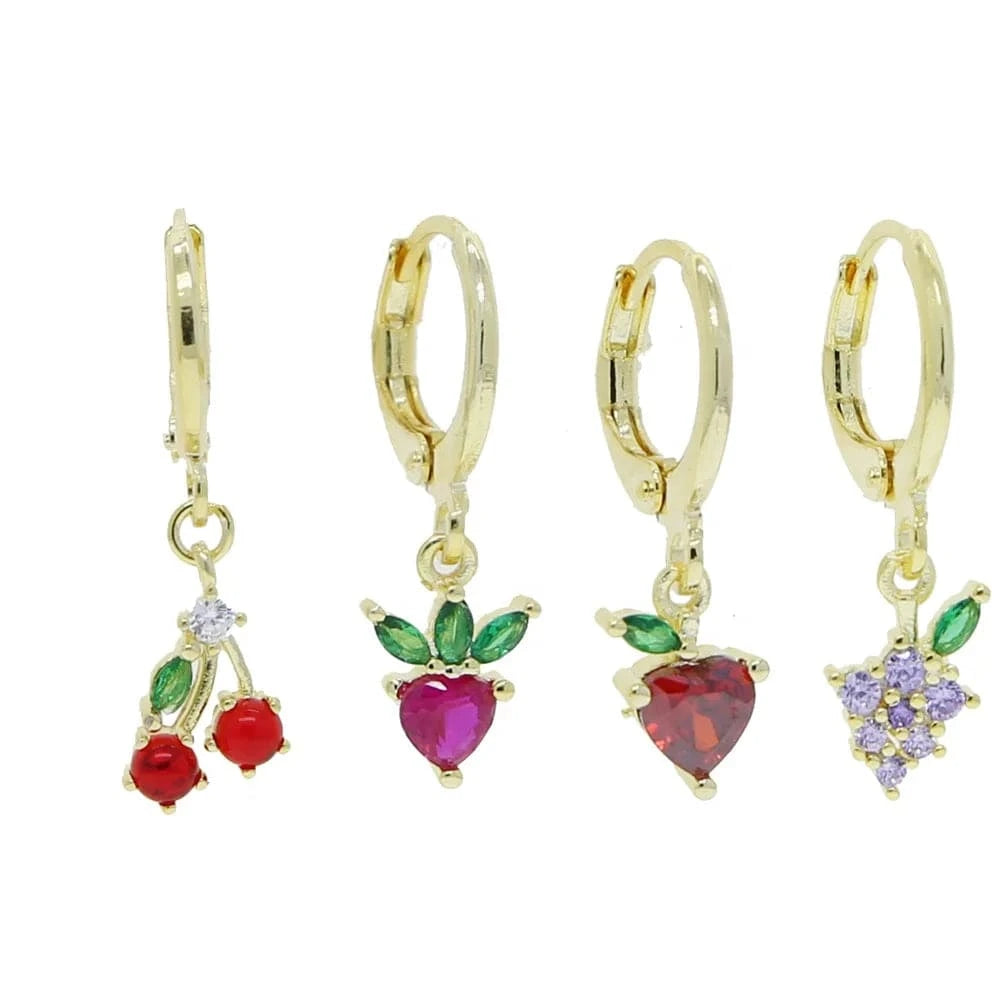 Promotion 2024 summer delicious fruit lovely cute pendant charm small hoop earring girls women
