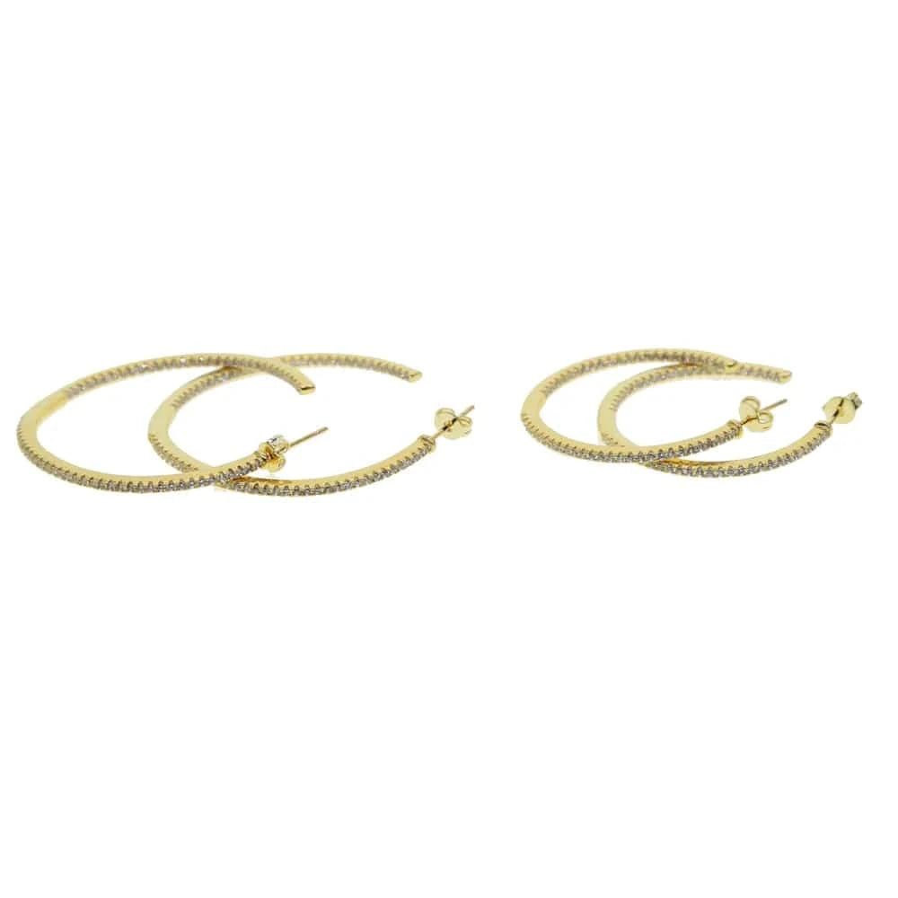 promotion gold plated micro pave cz hoops big small hoop double hoop fashion women Jewelry